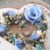 Hochzeit Ringkissen Herz Mille Fleurs blau mit Namen