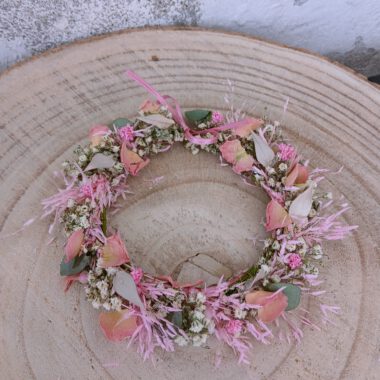 Kerzenkranz Trockenblumen für Hochzeitskerze & Taufkerze Deko – Boho Kerzenschmuck